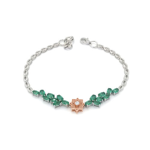 Flora Mesh Stone Bracelet– 18K White Gold Rhodium Plated