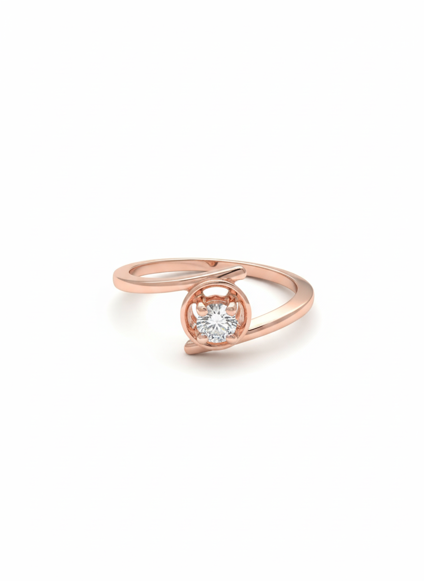 Orbit Solace 18k Rose Gold Rhodium Plated Lab-Grown Diamond Ring
