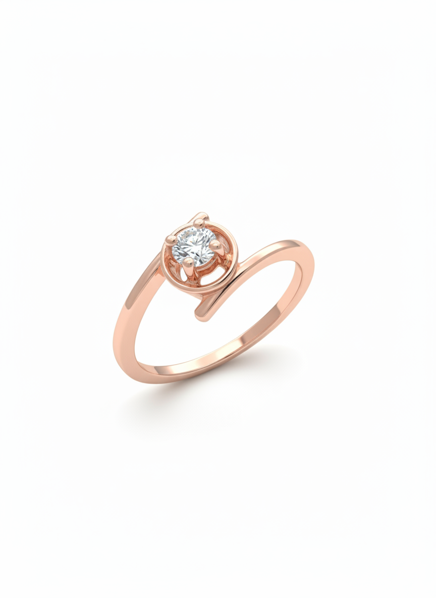 Orbit Solace 18k Rose Gold Rhodium Plated Lab-Grown Diamond Ring