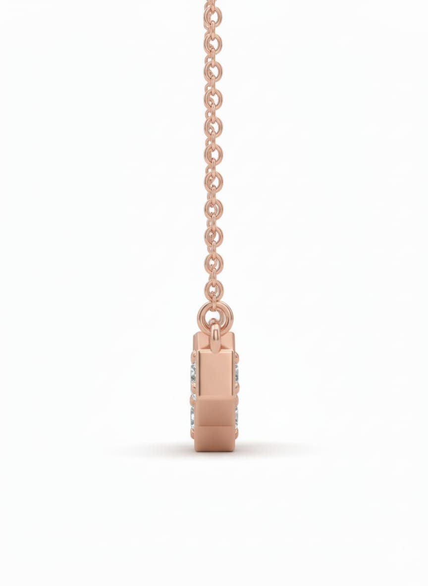 Minimal Hexa Spark Pendant – 18K Rose Gold Rhodium Plated Trio Diamonds