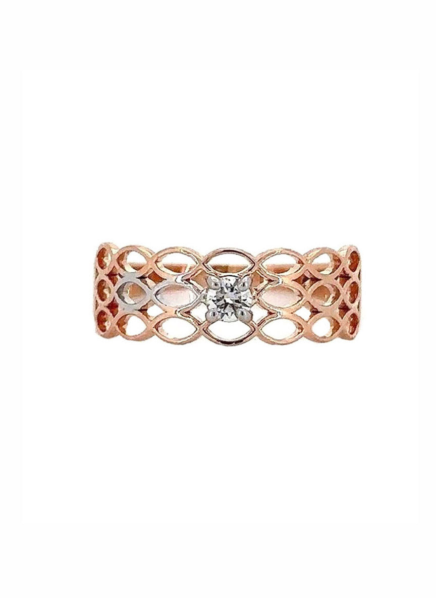 Auric Bloom Lattice Ring – 18K Rose Gold Rhodium Plated