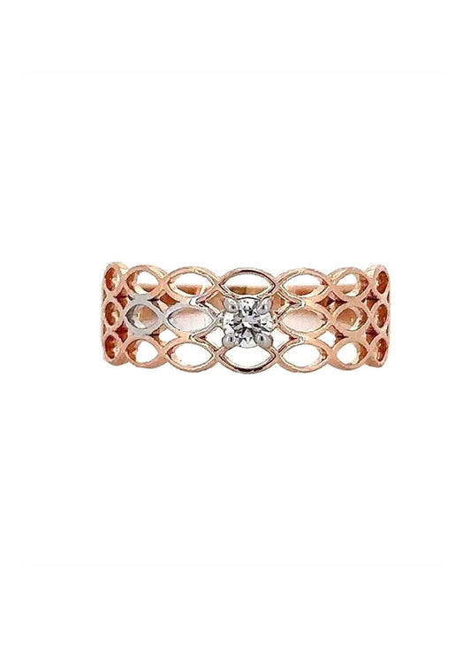 Auric Bloom Lattice Ring – 18K Rose Gold Rhodium Plated