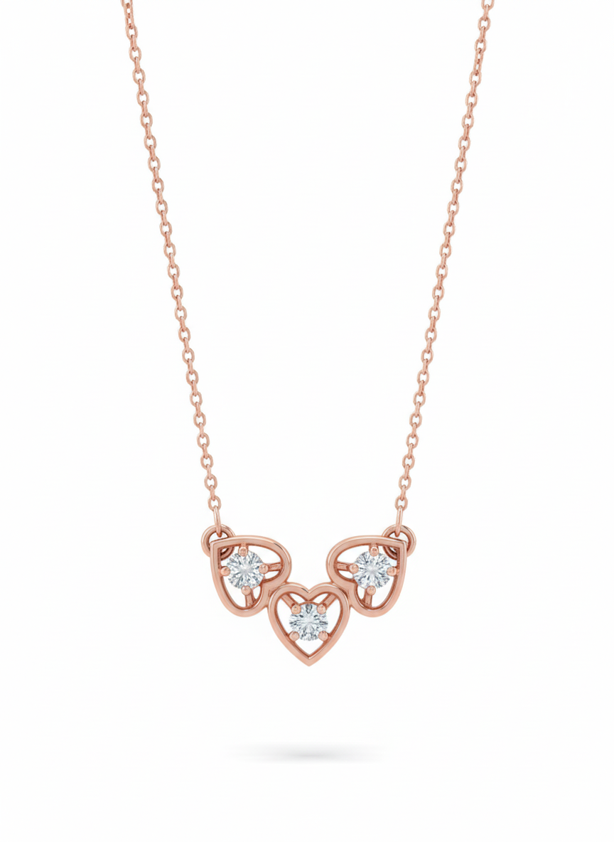 Couture Hearts Pendant – 18K Rose Gold Rhodium Plated Lab Grown Diamond Design