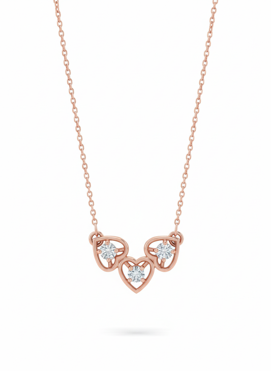 Couture Hearts Pendant – 18K Rose Gold Rhodium Plated Lab Grown Diamond Design
