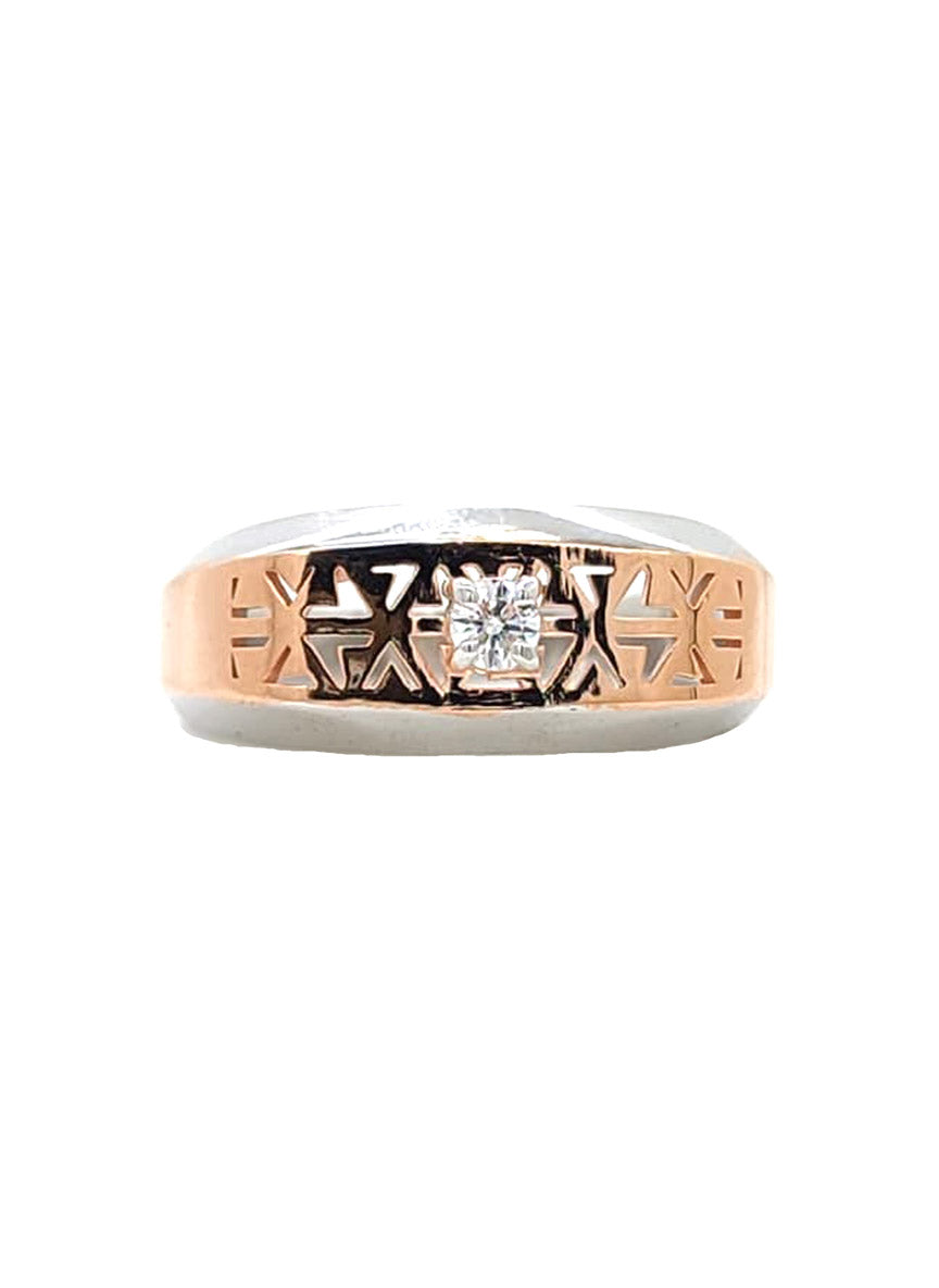 Axton Geo Crest Ring – 18K Rose Gold Rhodium Plated
