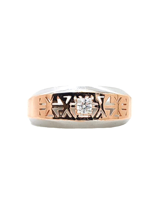 Axton Geo Crest Ring – 18K Rose Gold Rhodium Plated
