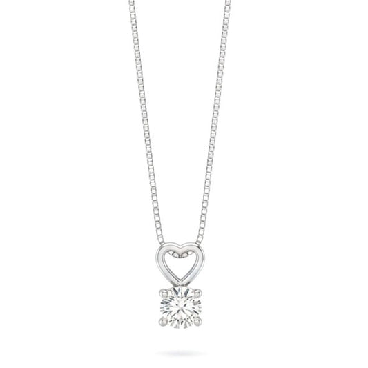 Classic Heart Glow Pendant with Chain – 18K White Gold Rhodium Plated