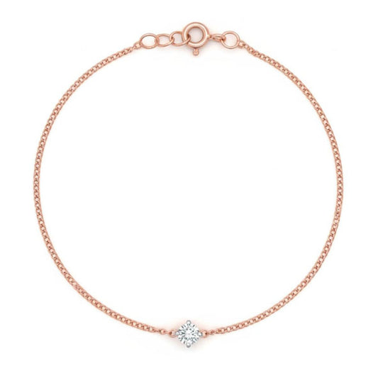 Stellar Radiant 18K Rose Gold Solitaire Diamond Chain Bracelet