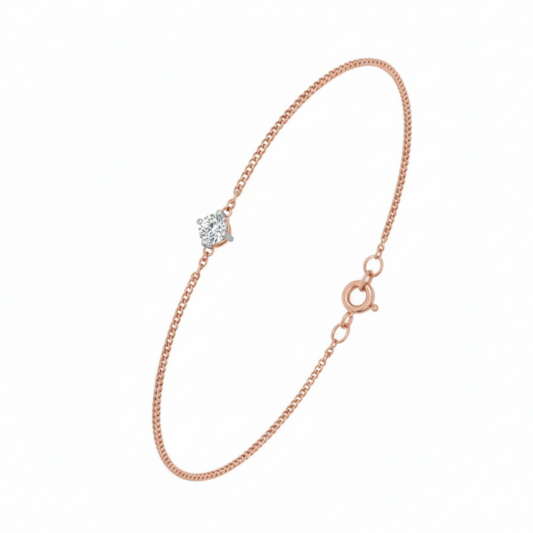 Stellar Radiant 18K Rose Gold Solitaire Diamond Chain Bracelet