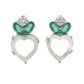 Lustre Heart Stone Earrings – 18K White Gold Rhodium Plated