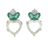 Lustre Heart Stone Earrings – 18K White Gold Rhodium Plated