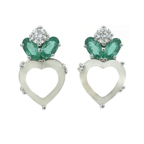 Lustre Heart Stone Earrings – 18K White Gold Rhodium Plated