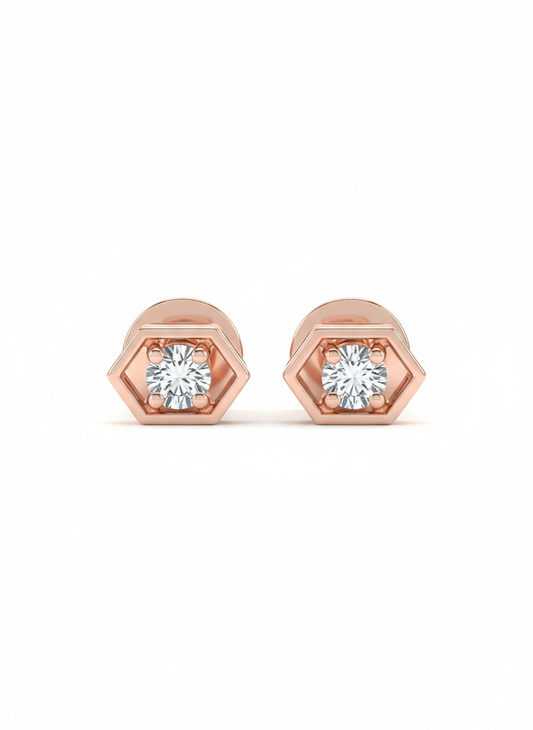 18k Rose Gold Rhodium Plated Glow Prism Lab Grown Diamond Studs