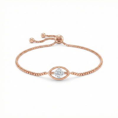 Marquise Frame Lab Grown Diamond Solitaire Adjustable Bracelet, Rose Gold