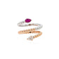 Spiral Dual-Stone Ring:18k rose gold rhodium-plated