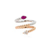 Spiral Dual-Stone Ring:18k rose gold rhodium-plated