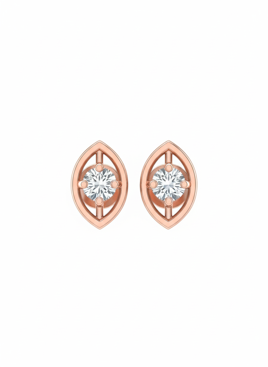 Glow Leaflet 18k Rose Gold Rhodium Plated Lab Grown Diamond Studs
