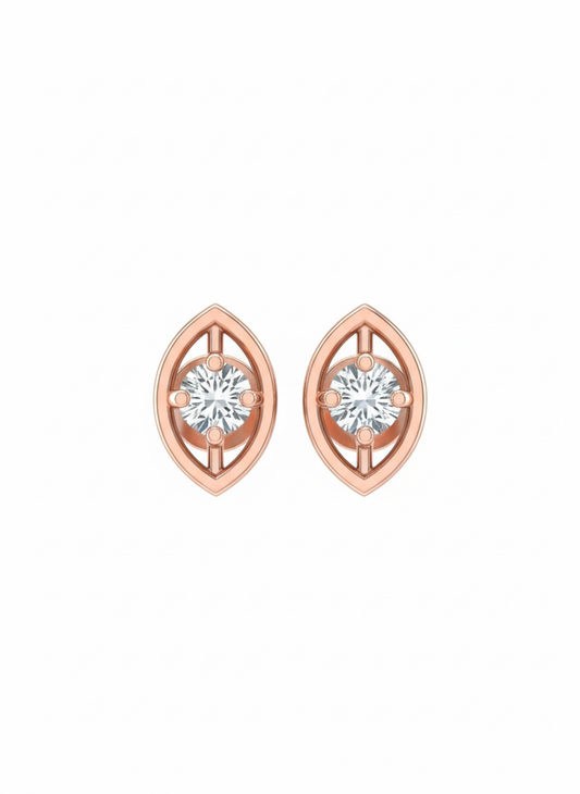 Glow Leaflet 18k Rose Gold Rhodium Plated Lab Grown Diamond Studs