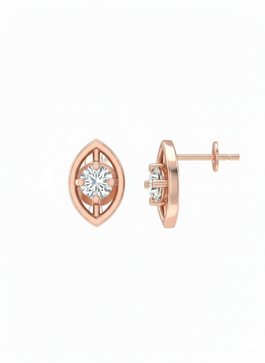 Glow Leaflet 18k Rose Gold Rhodium Plated Lab Grown Diamond Studs
