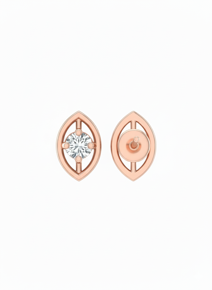 Glow Leaflet 18k Rose Gold Rhodium Plated Lab Grown Diamond Studs