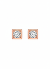18K Rose Gold Rhodium Plated “Modern Heirloom” Square Lab Grown Diamond Studs