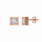 18K Rose Gold Rhodium Plated “Modern Heirloom” Square Lab Grown Diamond Studs