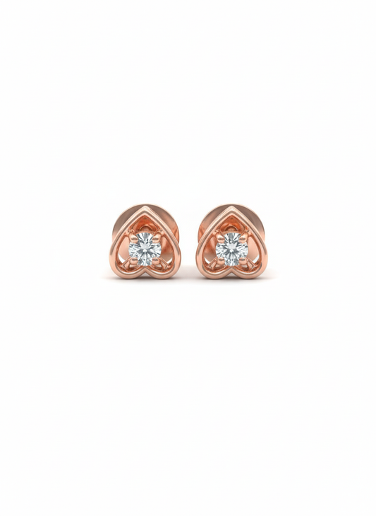 18K Rose Gold Rhodium Plated “Pure Affection” Lab Grown Diamond Heart Studs