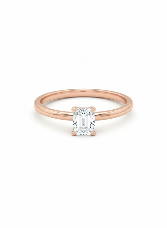 Regal Rectangle Lab-Grown Diamond Ring – 18kRose Gold Silver