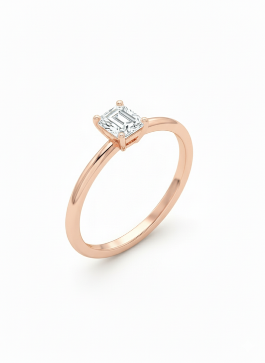 Regal Rectangle Lab-Grown Diamond Ring – 18kRose Gold Silver
