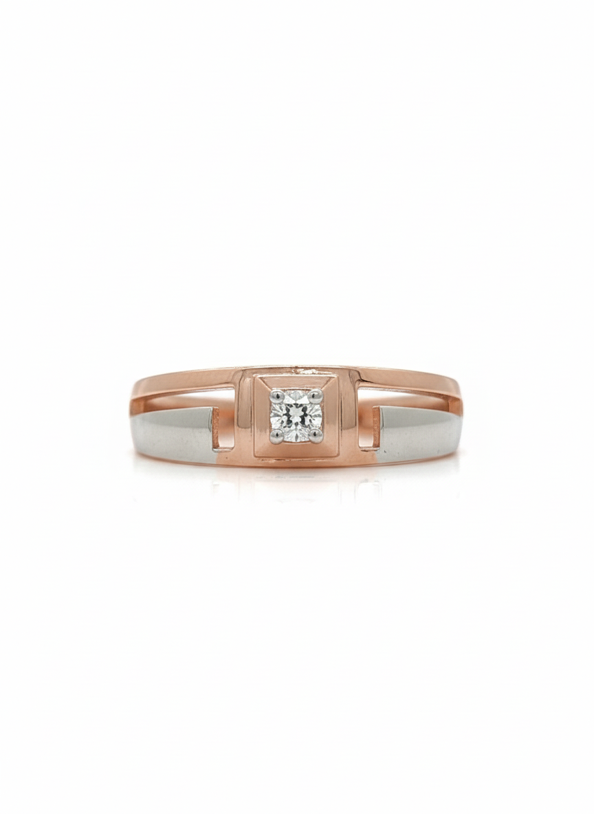 Matrix Solitaire Band – 18K Rose Gold Rhodium-Plated Lab Diamond Ring