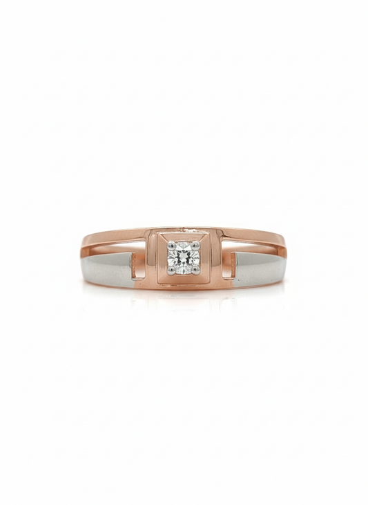 Matrix Solitaire Band – 18K Rose Gold Rhodium-Plated Lab Diamond Ring