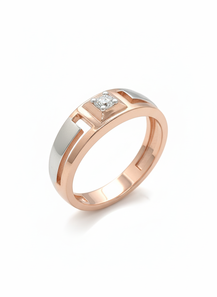 Matrix Solitaire Band – 18K Rose Gold Rhodium-Plated Lab Diamond Ring