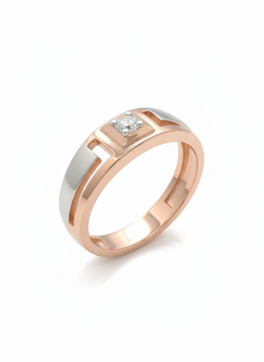 Matrix Solitaire Band – 18K Rose Gold Rhodium-Plated Lab Diamond Ring