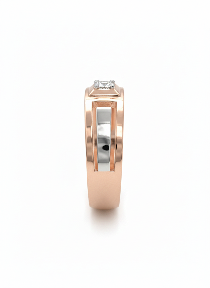 Matrix Solitaire Band – 18K Rose Gold Rhodium-Plated Lab Diamond Ring