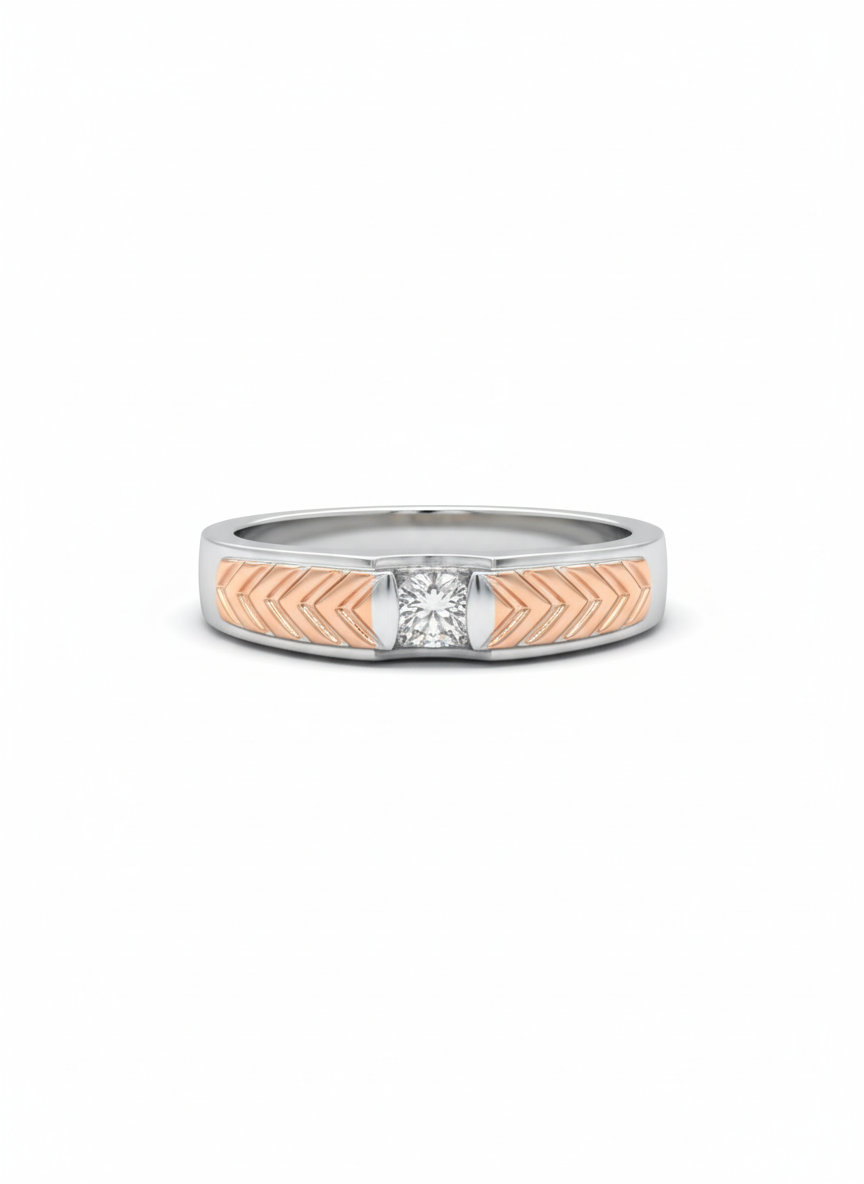 18K Rose Gold Rhodium-Plated with Lab Diamond Eros Edge Signature Band