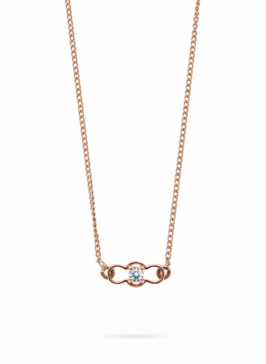 18K Rose Gold Rhodium Plated Infinity Link Pendant with Lab Grown Diamond centre