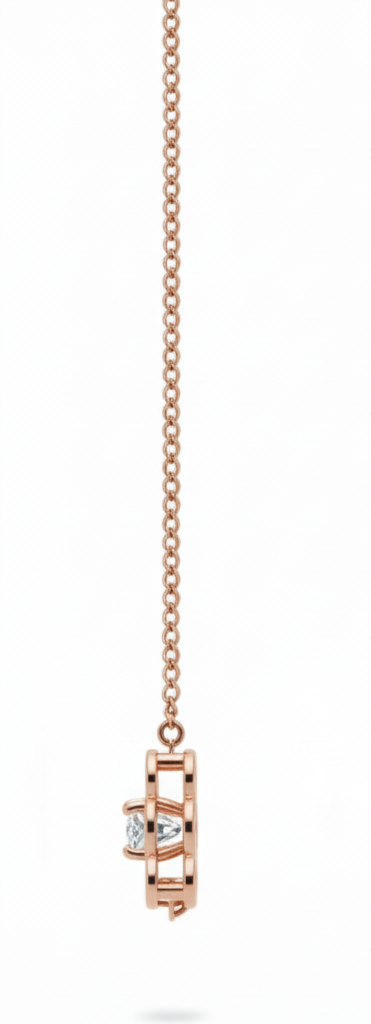 18K Rose Gold Rhodium Plated Infinity Link Pendant with Lab Grown Diamond centre