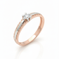 Classic Solitaire Harmony Ring: Crafted in 18k rose gold with a sleek rhodium band