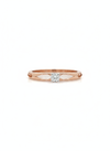 Lysette Linear Diamond Ring – 18K Rose Gold with Rhodium-Plated Edges