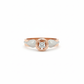 Evelyn Leaf Halo Ring – 18K Rose Gold with Rhodium Detailing and Lab Diamond