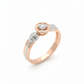 Evelyn Leaf Halo Ring – 18K Rose Gold with Rhodium Detailing and Lab Diamond