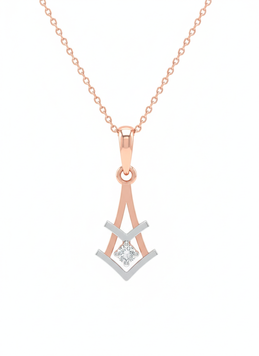 Arisyn Prism Pendant – 18k Rose Gold Rhodium Dual Tone with Lab Diamond