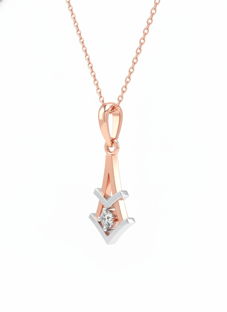 Arisyn Prism Pendant – 18k Rose Gold Rhodium Dual Tone with Lab Diamond