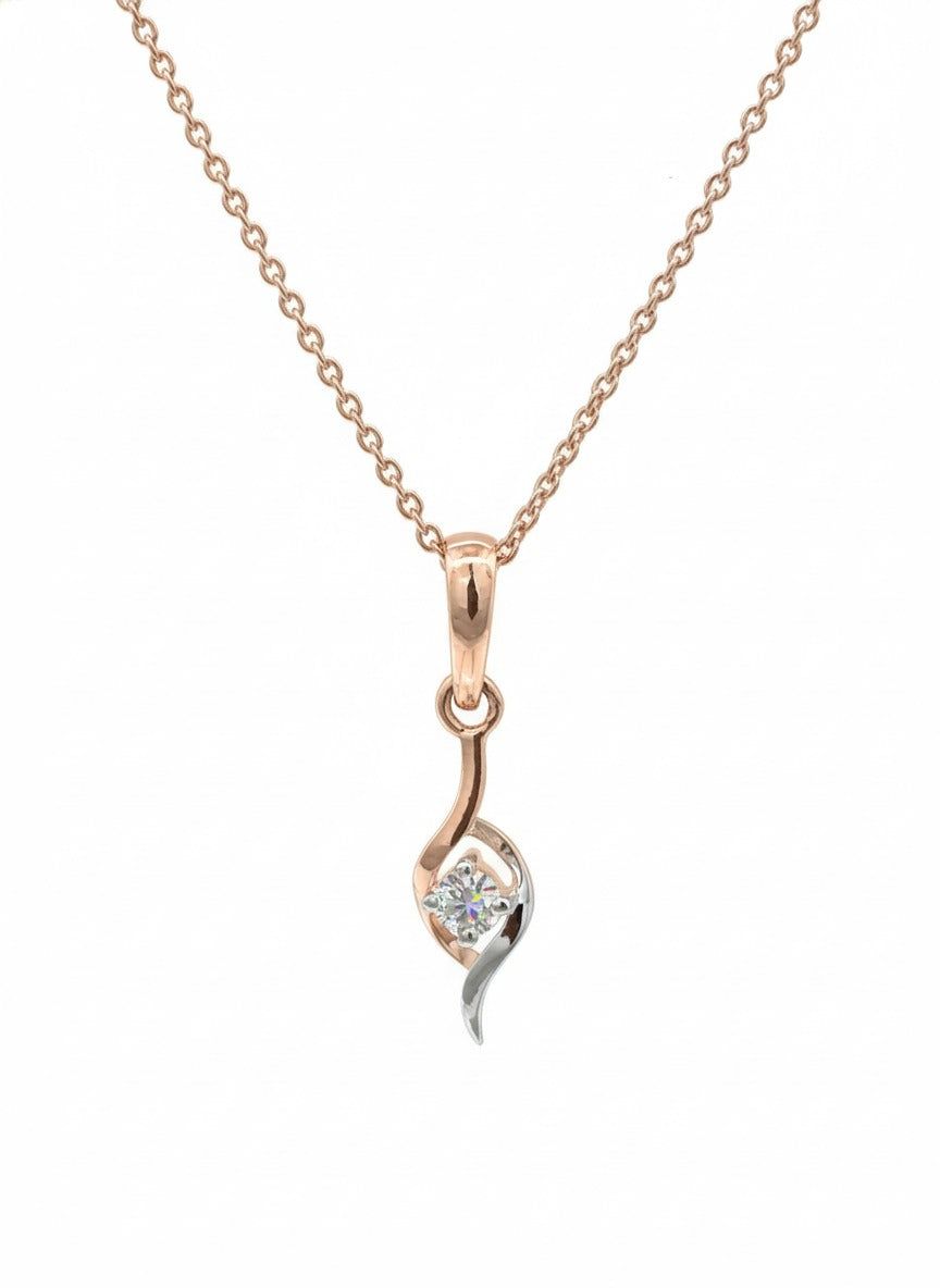 Seraph Wave Pendant – 18K Rose Gold Rhodium Plated with Lab-Grown Diamond