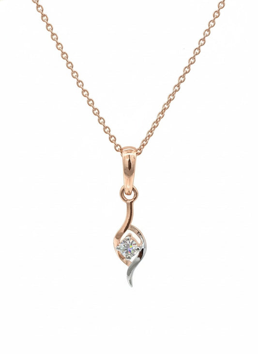 Seraph Wave Pendant – 18K Rose Gold Rhodium Plated with Lab-Grown Diamond