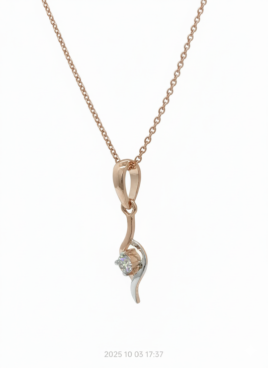 Seraph Wave Pendant – 18K Rose Gold Rhodium Plated with Lab-Grown Diamond