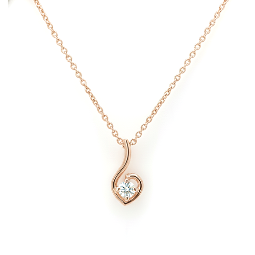Serenelle Curve Diamond Pendant with Chain – 18K Rose Gold Rhodium Plated