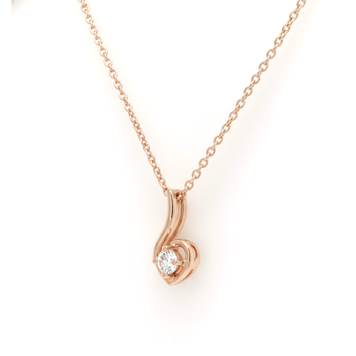 Serenelle Curve Diamond Pendant with Chain – 18K Rose Gold Rhodium Plated