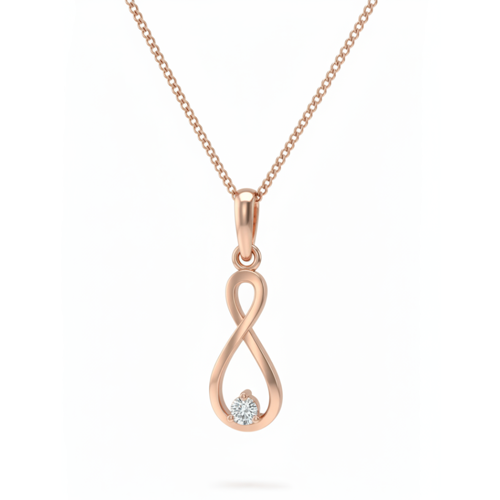 Amara Loop Diamond Pendant with Chain – 18K Rose Gold with Rhodium Accent