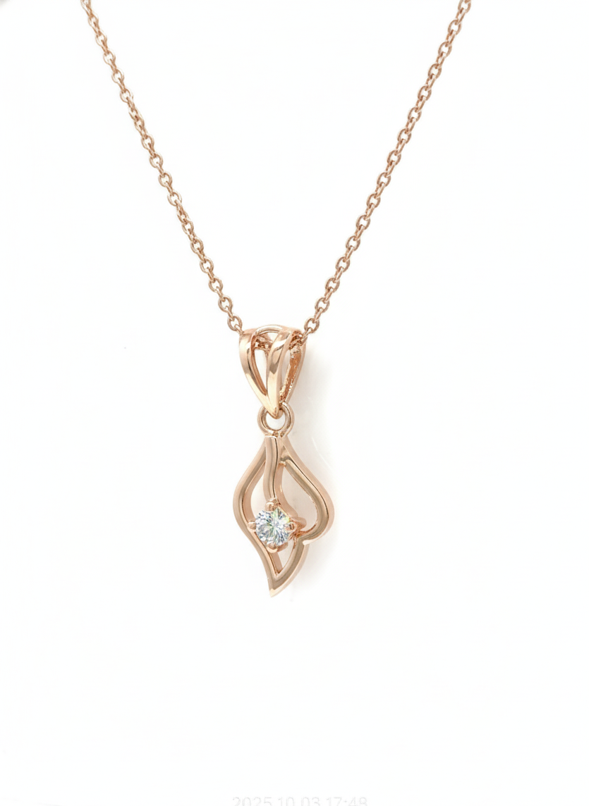 Flameheart Pendant with Chain – 18K Rose Gold Rhodium Plated